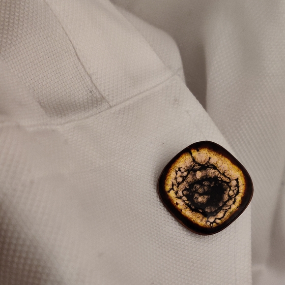 Vintage Unique Enamel on Copper Abstract Galaxy Design Cufflinks Signed SFL - Picture 6 of 11